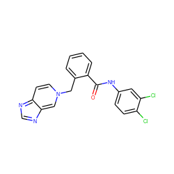 O=C(Nc1ccc(Cl)c(Cl)c1)c1ccccc1Cn1ccc2ncnc-2c1 ZINC000100062247