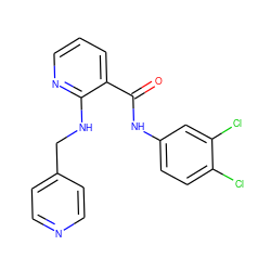 O=C(Nc1ccc(Cl)c(Cl)c1)c1cccnc1NCc1ccncc1 ZINC000028957099