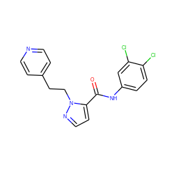 O=C(Nc1ccc(Cl)c(Cl)c1)c1ccnn1CCc1ccncc1 ZINC000028822058