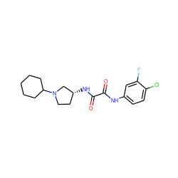 O=C(Nc1ccc(Cl)c(F)c1)C(=O)N[C@@H]1CCN(C2CCCCC2)C1 ZINC000052913647