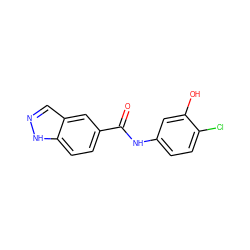 O=C(Nc1ccc(Cl)c(O)c1)c1ccc2[nH]ncc2c1 ZINC000144975111