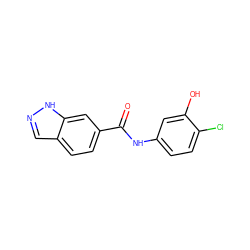 O=C(Nc1ccc(Cl)c(O)c1)c1ccc2cn[nH]c2c1 ZINC000070333426