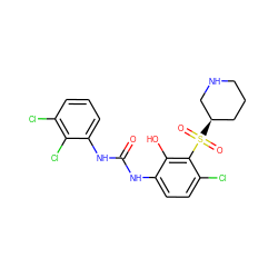 O=C(Nc1ccc(Cl)c(S(=O)(=O)[C@@H]2CCCNC2)c1O)Nc1cccc(Cl)c1Cl ZINC000115474459