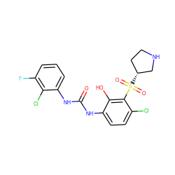 O=C(Nc1ccc(Cl)c(S(=O)(=O)[C@@H]2CCNC2)c1O)Nc1cccc(F)c1Cl ZINC000115474968