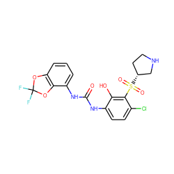 O=C(Nc1ccc(Cl)c(S(=O)(=O)[C@@H]2CCNC2)c1O)Nc1cccc2c1OC(F)(F)O2 ZINC000115475523