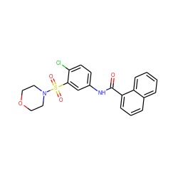 O=C(Nc1ccc(Cl)c(S(=O)(=O)N2CCOCC2)c1)c1cccc2ccccc12 ZINC000009490945