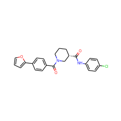 O=C(Nc1ccc(Cl)cc1)[C@H]1CCCN(C(=O)c2ccc(-c3ccco3)cc2)C1 ZINC000096272154