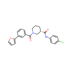 O=C(Nc1ccc(Cl)cc1)[C@H]1CCCN(C(=O)c2cccc(-c3ccco3)c2)C1 ZINC000096272142