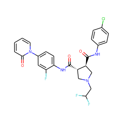 O=C(Nc1ccc(Cl)cc1)[C@H]1CN(CC(F)F)C[C@@H]1C(=O)Nc1ccc(-n2ccccc2=O)cc1F ZINC000058583479