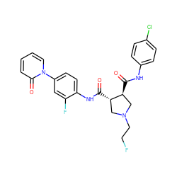 O=C(Nc1ccc(Cl)cc1)[C@H]1CN(CCF)C[C@@H]1C(=O)Nc1ccc(-n2ccccc2=O)cc1F ZINC000058583956