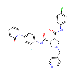 O=C(Nc1ccc(Cl)cc1)[C@H]1CN(Cc2ccncc2)C[C@@H]1C(=O)Nc1ccc(-n2ccccc2=O)cc1F ZINC000058581941