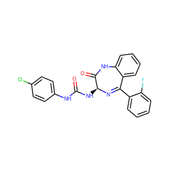 O=C(Nc1ccc(Cl)cc1)N[C@@H]1N=C(c2ccccc2F)c2ccccc2NC1=O ZINC000013732588