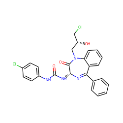 O=C(Nc1ccc(Cl)cc1)N[C@H]1N=C(c2ccccc2)c2ccccc2N(C[C@@H](O)CCl)C1=O ZINC000013732726