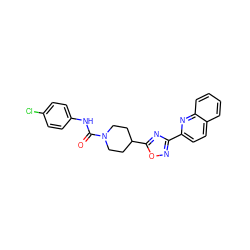 O=C(Nc1ccc(Cl)cc1)N1CCC(c2nc(-c3ccc4ccccc4n3)no2)CC1 ZINC000072181629