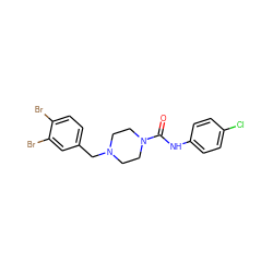 O=C(Nc1ccc(Cl)cc1)N1CCN(Cc2ccc(Br)c(Br)c2)CC1 ZINC000136907698