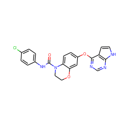 O=C(Nc1ccc(Cl)cc1)N1CCOc2cc(Oc3ncnc4[nH]ccc34)ccc21 ZINC000029134175