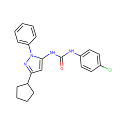 O=C(Nc1ccc(Cl)cc1)Nc1cc(C2CCCC2)nn1-c1ccccc1 ZINC000299825357