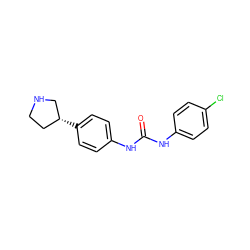 O=C(Nc1ccc(Cl)cc1)Nc1ccc([C@@H]2CCNC2)cc1 ZINC000117729146