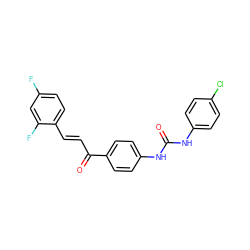 O=C(Nc1ccc(Cl)cc1)Nc1ccc(C(=O)/C=C/c2ccc(F)cc2F)cc1 ZINC000013644514