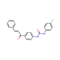 O=C(Nc1ccc(Cl)cc1)Nc1ccc(C(=O)/C=C/c2ccccc2)cc1 ZINC000013644521