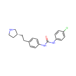 O=C(Nc1ccc(Cl)cc1)Nc1ccc(CC[C@@H]2CCNC2)cc1 ZINC000117718325