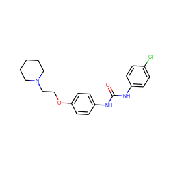 O=C(Nc1ccc(Cl)cc1)Nc1ccc(OCCN2CCCCC2)cc1 ZINC000096922430