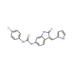 O=C(Nc1ccc(Cl)cc1)Nc1ccc2c(c1)NC(=O)/C2=C\c1ccc[nH]1 ZINC000101353615