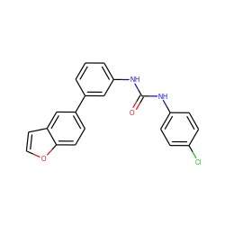 O=C(Nc1ccc(Cl)cc1)Nc1cccc(-c2ccc3occc3c2)c1 ZINC001772647216