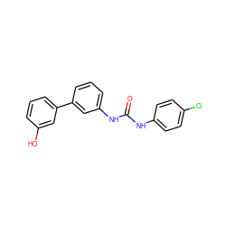 O=C(Nc1ccc(Cl)cc1)Nc1cccc(-c2cccc(O)c2)c1 ZINC001772628744