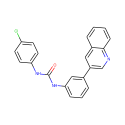 O=C(Nc1ccc(Cl)cc1)Nc1cccc(-c2cnc3ccccc3c2)c1 ZINC001772615508