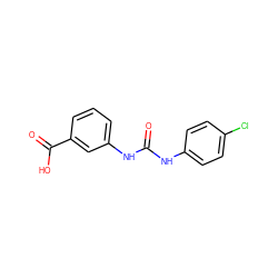 O=C(Nc1ccc(Cl)cc1)Nc1cccc(C(=O)O)c1 ZINC000000395863