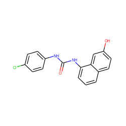 O=C(Nc1ccc(Cl)cc1)Nc1cccc2ccc(O)cc12 ZINC000071332168