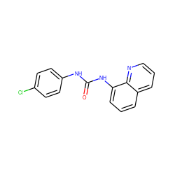 O=C(Nc1ccc(Cl)cc1)Nc1cccc2cccnc12 ZINC000000077123