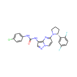 O=C(Nc1ccc(Cl)cc1)Nc1cnn2ccc(N3CCC[C@@H]3c3cc(F)ccc3F)nc12 ZINC000118408873