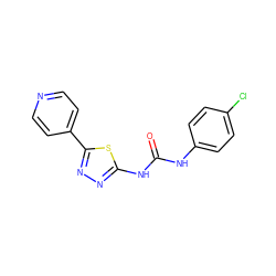 O=C(Nc1ccc(Cl)cc1)Nc1nnc(-c2ccncc2)s1 ZINC000008914296