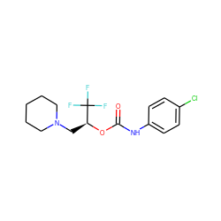 O=C(Nc1ccc(Cl)cc1)O[C@@H](CN1CCCCC1)C(F)(F)F ZINC000001392961