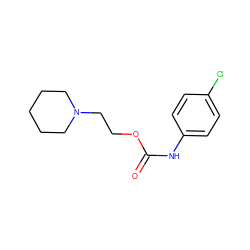 O=C(Nc1ccc(Cl)cc1)OCCN1CCCCC1 ZINC000005841446