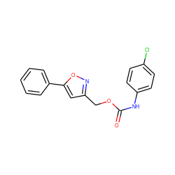 O=C(Nc1ccc(Cl)cc1)OCc1cc(-c2ccccc2)on1 ZINC000001394145