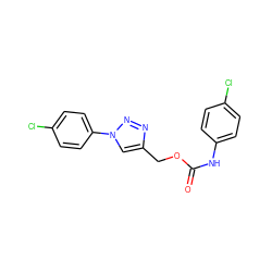 O=C(Nc1ccc(Cl)cc1)OCc1cn(-c2ccc(Cl)cc2)nn1 ZINC000001387974