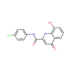 O=C(Nc1ccc(Cl)cc1)c1cc(=O)c2cccc(O)c2[nH]1 ZINC000073197094