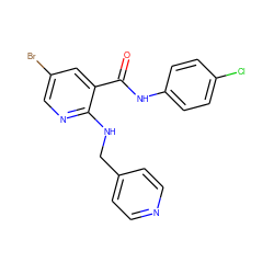 O=C(Nc1ccc(Cl)cc1)c1cc(Br)cnc1NCc1ccncc1 ZINC000028957038