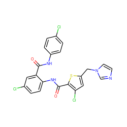 O=C(Nc1ccc(Cl)cc1)c1cc(Cl)ccc1NC(=O)c1sc(Cn2ccnc2)cc1Cl ZINC000014963673