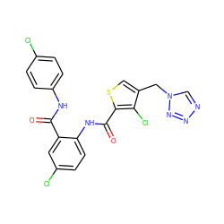 O=C(Nc1ccc(Cl)cc1)c1cc(Cl)ccc1NC(=O)c1scc(Cn2cnnn2)c1Cl ZINC000014963771