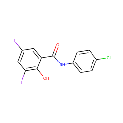 O=C(Nc1ccc(Cl)cc1)c1cc(I)cc(I)c1O ZINC000004014104