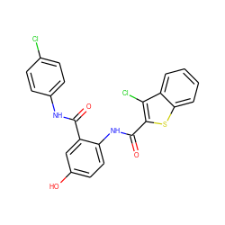 O=C(Nc1ccc(Cl)cc1)c1cc(O)ccc1NC(=O)c1sc2ccccc2c1Cl ZINC000013487484