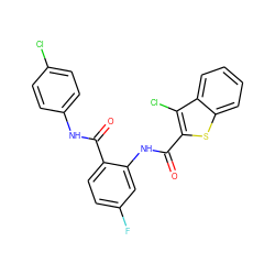 O=C(Nc1ccc(Cl)cc1)c1ccc(F)cc1NC(=O)c1sc2ccccc2c1Cl ZINC000013487493