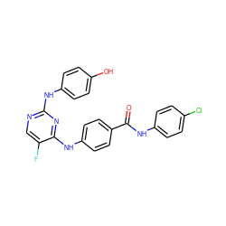 O=C(Nc1ccc(Cl)cc1)c1ccc(Nc2nc(Nc3ccc(O)cc3)ncc2F)cc1 ZINC000040951280