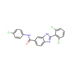 O=C(Nc1ccc(Cl)cc1)c1ccc2nc(-c3c(Cl)cccc3Cl)[nH]c2c1 ZINC000115658846