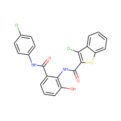 O=C(Nc1ccc(Cl)cc1)c1cccc(O)c1NC(=O)c1sc2ccccc2c1Cl ZINC000013487489