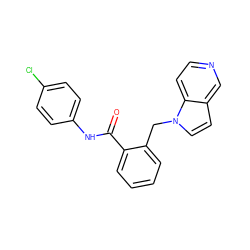 O=C(Nc1ccc(Cl)cc1)c1ccccc1Cn1ccc2cnccc21 ZINC000028572077